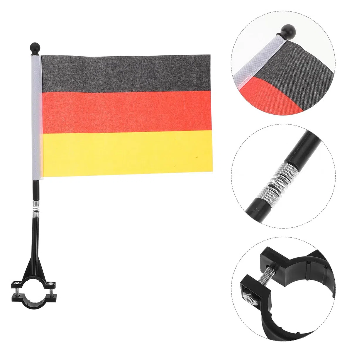HANABASS 3 StüCk Fahrradfahnen Deutschland Mit Stab Fahrradflagge FüR Fahrradlenker Und Motorrad Sicherheitsflagge Einfache Montage Inklusive Mastclip Und Ersatzfahnen