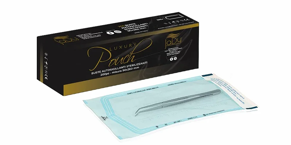 JaDy Sterilisationsbeutel 90 x 260 mm durchsichtig Kunststoff selbstversiegelnd thermoplastisch selbstklebend für Werkzeugsterilisation Kosmetik Friseur Zahnarzt