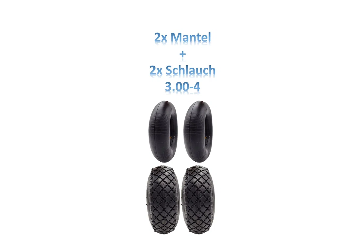 2X HMH-Shop Sackkarren 2er Set Mantel + Schlauch 3.00-4 Sackkarrenmantel Decke 260mm Sackkarrenschlauch 2 Stück Ersatzreifen für z.B. Bollerwagen Karre Luftreifen Reifendecke 260x85mm Innenschlauch