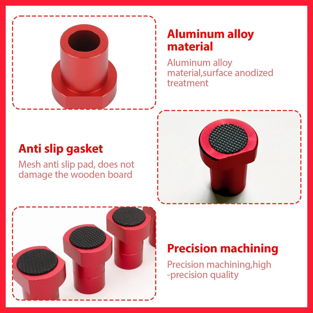 12 Stück Aluminiumlegierung Bankhaken 20mm Bank-Hundeklemme, Spannbacken Zum Flachspannen, Bank-Hundeklemme Holzbearbeitung Tisch Spannbacken Hobelbank Zubehör Für 20mm Hundeloch (Rot)