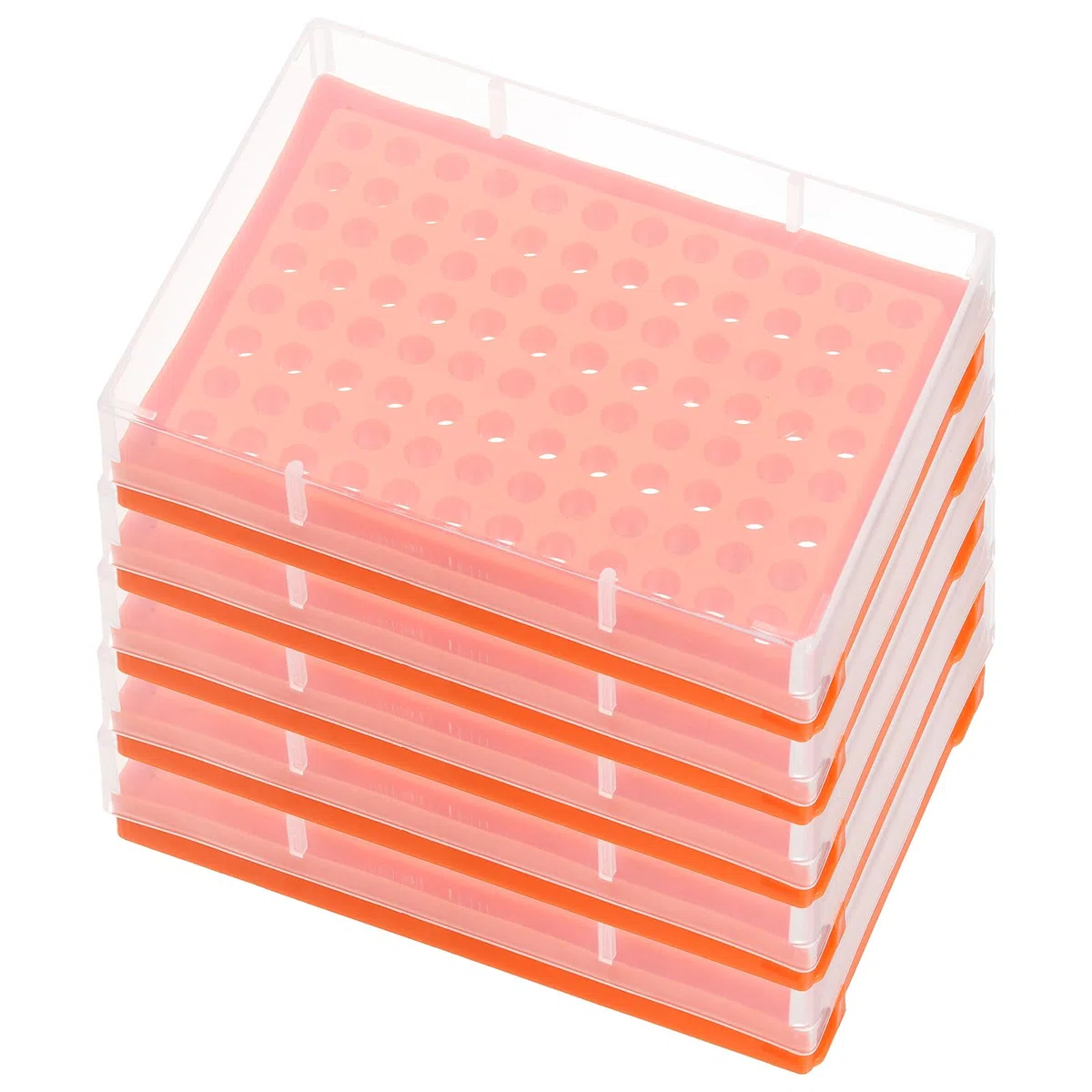 PATIKIL 96-Well PCR Tube Rack Für 0.2ml Teststreifenröhrchen 5 Stücke Wasserdichte Röhrchenfüllschale Zentrifugenröhrchenhalter Orange