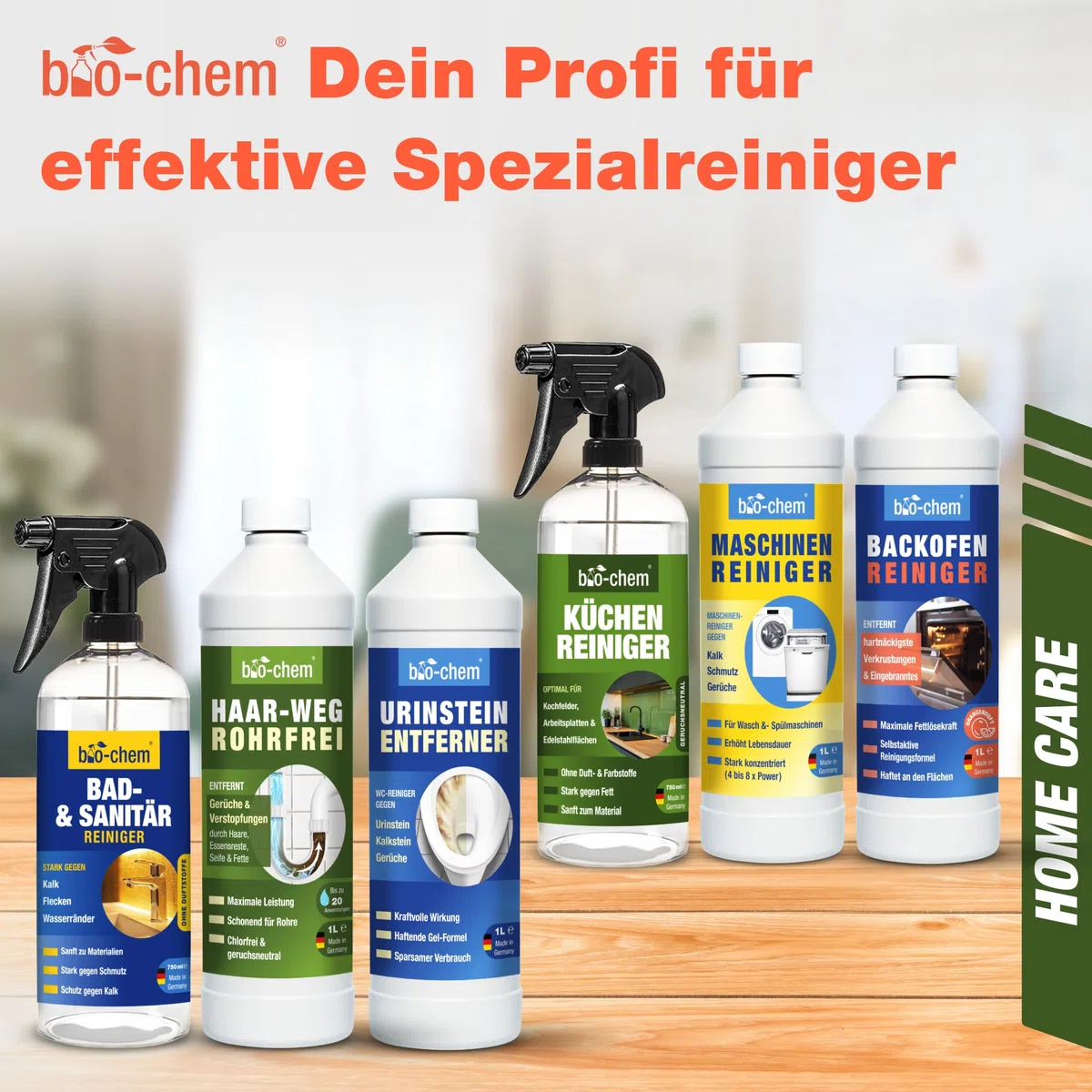 bio-chem Glasreiniger Hochglanzreiniger 750ml | Für Glasflächen, Spiegel, Fenster, Autoscheiben, Küchenfronten und lackierte Oberflächen