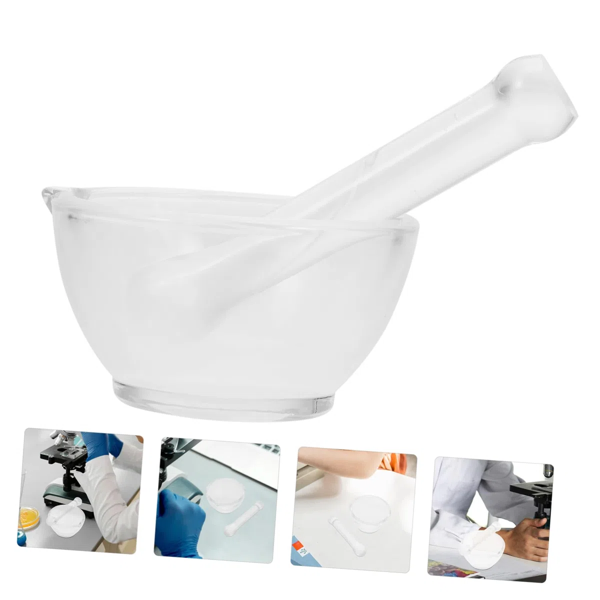 Glas Mörser und Stößel Satz 60ml aus Glas mit Dicker Basis Praktisch und Leicht zu Reinigen für Küchengebrauch und Chemische Experimente