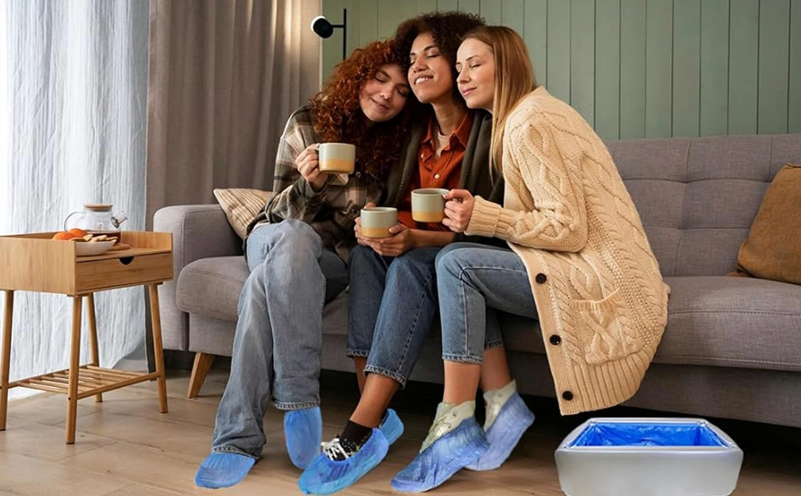 Einweg-Überschuhe in Einheitsgröße, 100er-Packung, Nachfüllpackungen für T-Schnallen-Spender, Wasser- und Staubdicht für die Meisten Schuhe(Color:Blue-1000 Count)