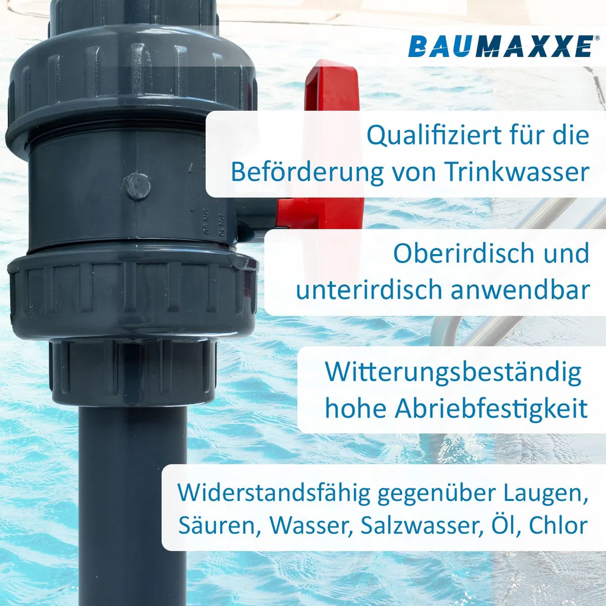 2x PVC Reduziermuffe 63mm auf 50mm I Reduzierung für 63 mm Muffen und 50 mm Rohre I Übergangsmuffe Fitting Klebemuffe Pool für Poolverrohrung I 2 auf 1 1/2 Zoll I bm185
