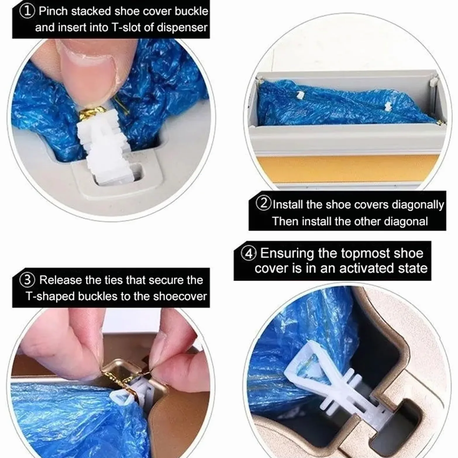 Einweg-Überschuhe in Einheitsgröße, 100er-Packung, Nachfüllpackungen für T-Schnallen-Spender, Wasser- und Staubdicht für die Meisten Schuhe(Color:Blue-1000 Count)