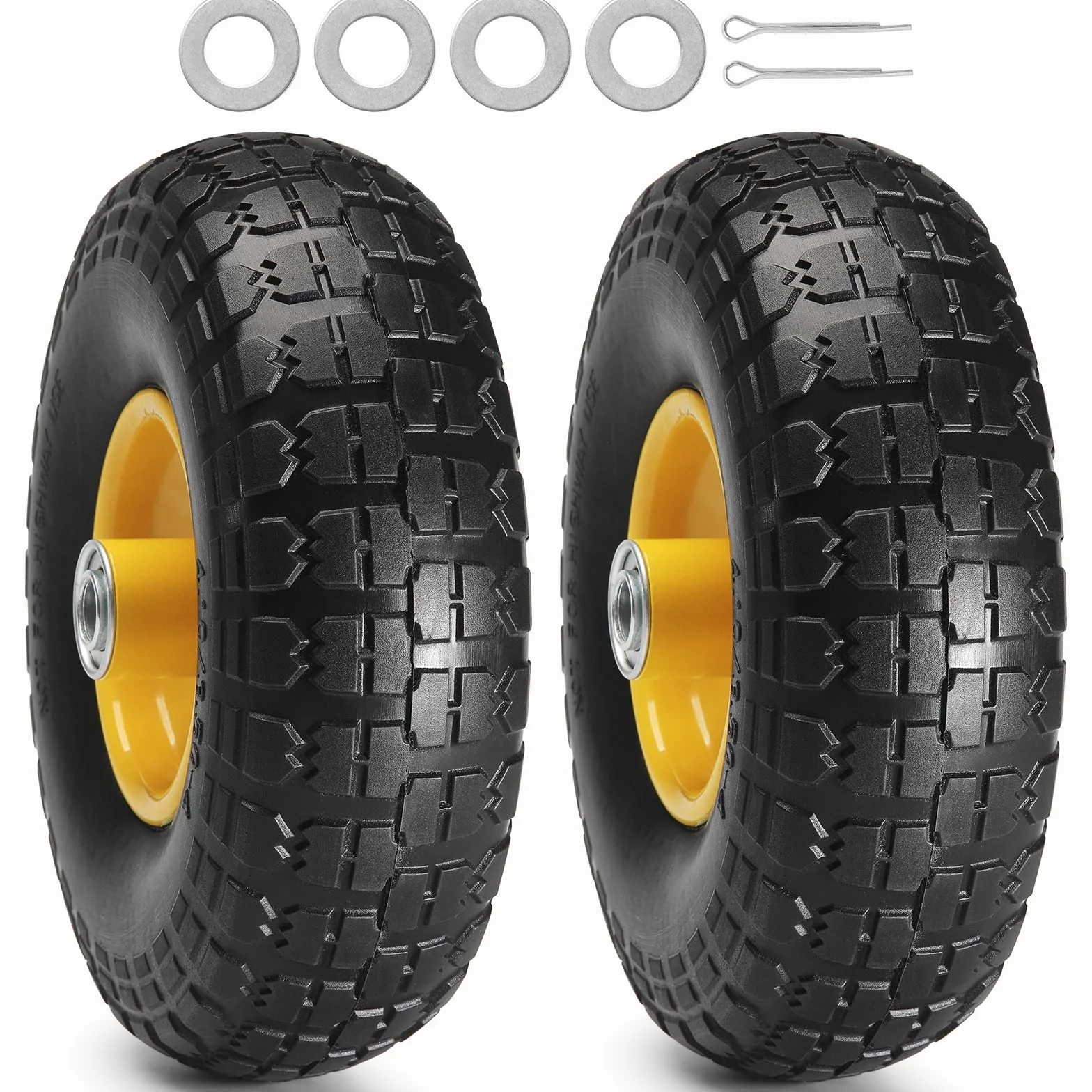 VEVOR Voll-PU-Räder mit RunFlat-Reifen, 10 Zoll, 2er-Pack, 400 lbs dynamische Belastung, 450 lbs statische Belastung, schlauchlose Reifen und Räder für Sackkarren, Nutzwagen, Dollies, Gartenanhänger