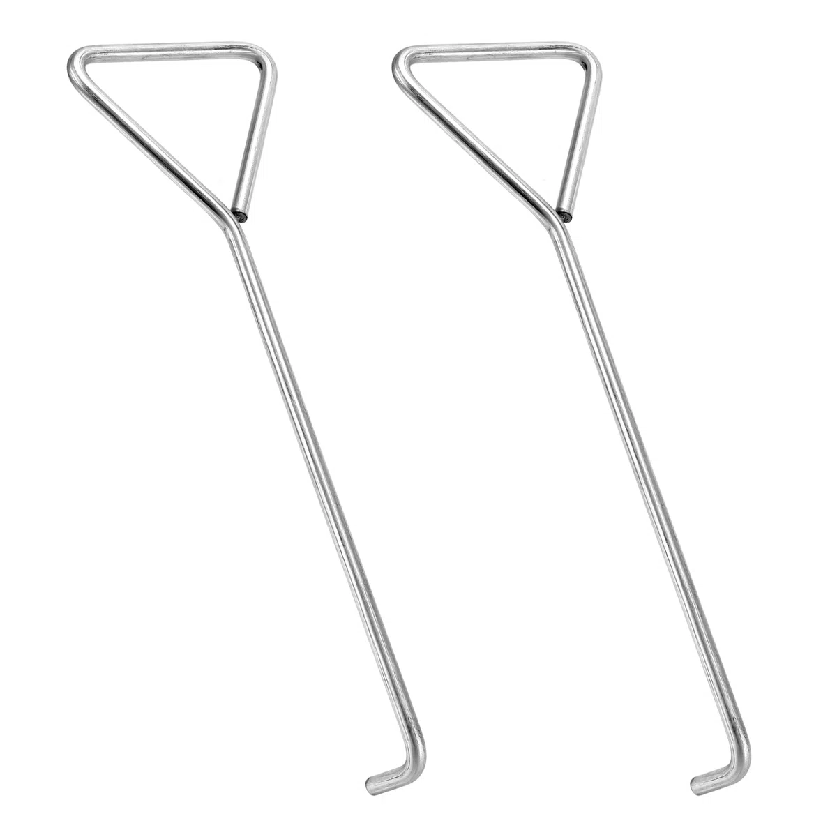 Kanaldeckelheber 40 cm, 2 Stück Schachthaken aus Kohlenstoffstahl, Schachtdeckelheber Hebewerkzeug für Gullideckel, Silber