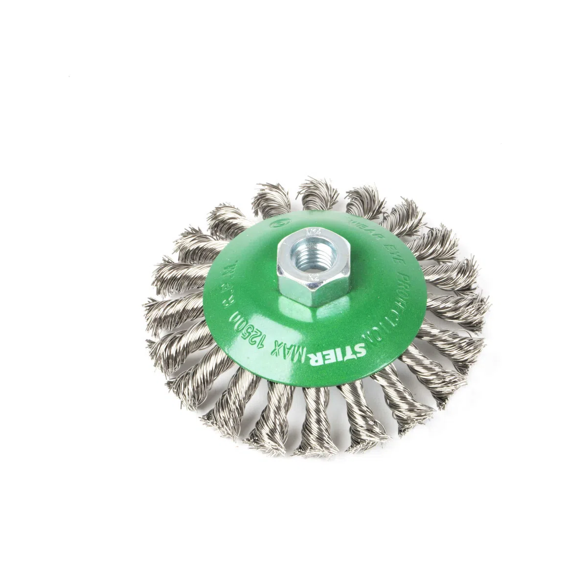 STIER Kegelbürste, Ø 115 mm, M14, 0,5 mm, gezopft, Edelstahl V2A, Wildkrautbürste, Unkrautbürste, Freischneider