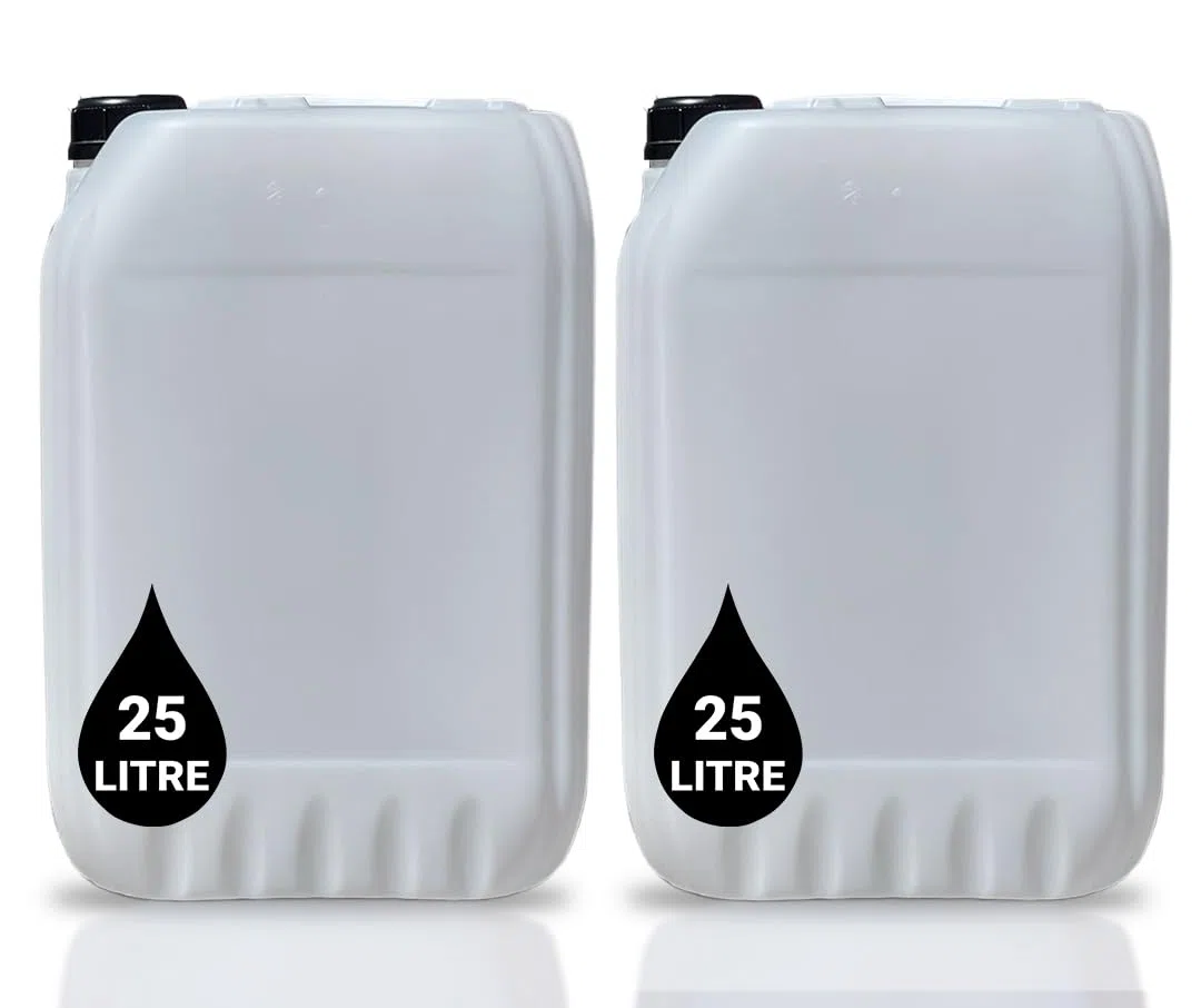 2 x 25 l Kanister – UN-zugelassener stapelbarer Flaschenbehälter + 61 mm manipulationssicherer Verschluss, perfekt für die Aufbewahrung von Wasserflüssigkeiten