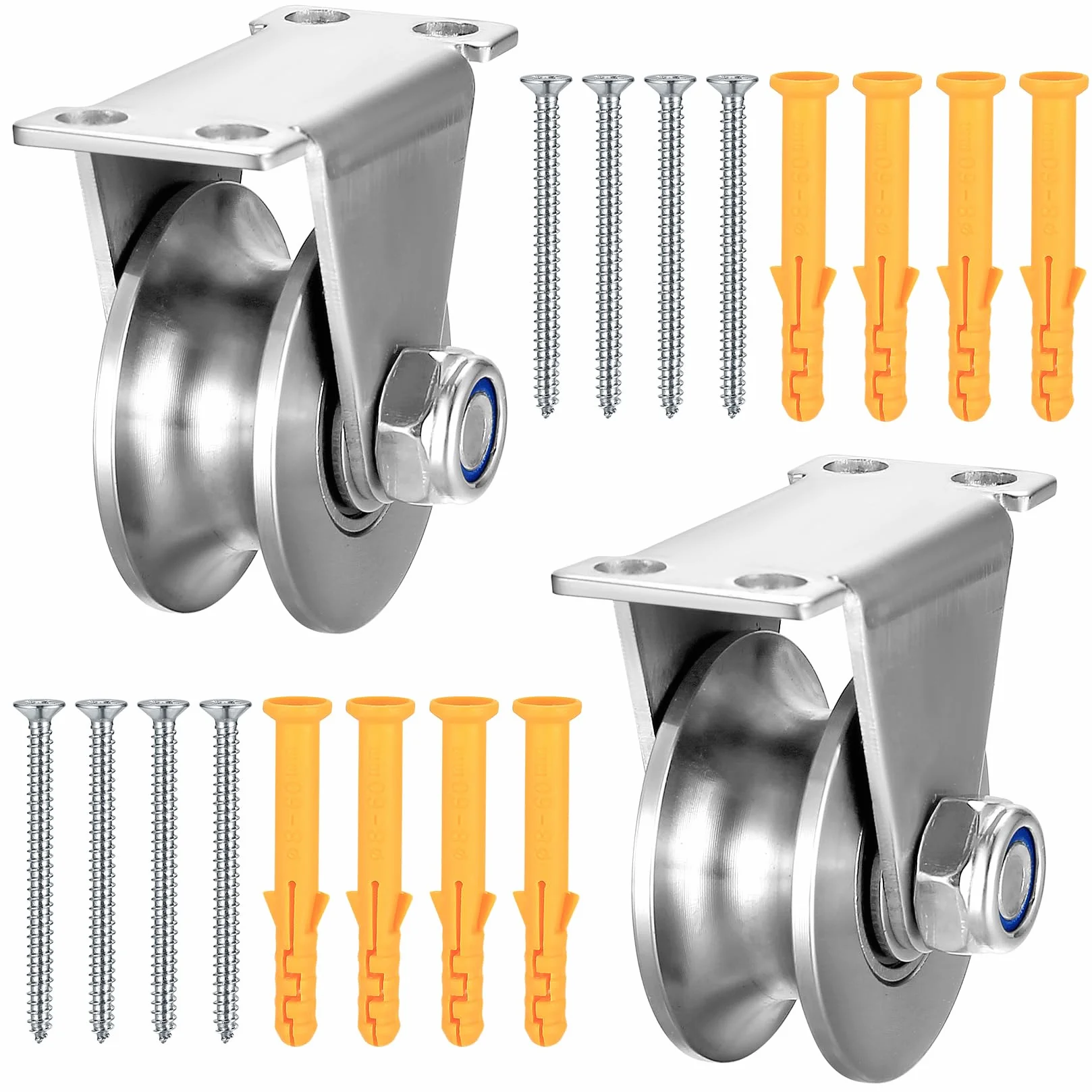 Umlenkrollen für Seile, 2 Stk U-Nut Rollenrad Umlenkrolle Hebekran Seilrolle Flaschenzüge, Seilrollen, Schwerlastrollen für Flaschenzugsystem, Rolltore, Invertierte, Wäscheleine, Tragfähigkeit 200 kg