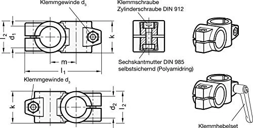 Kreuz-Klemmverbinder Aluminium, blank/Durchmesser 30mm / Durchmesser 30mm