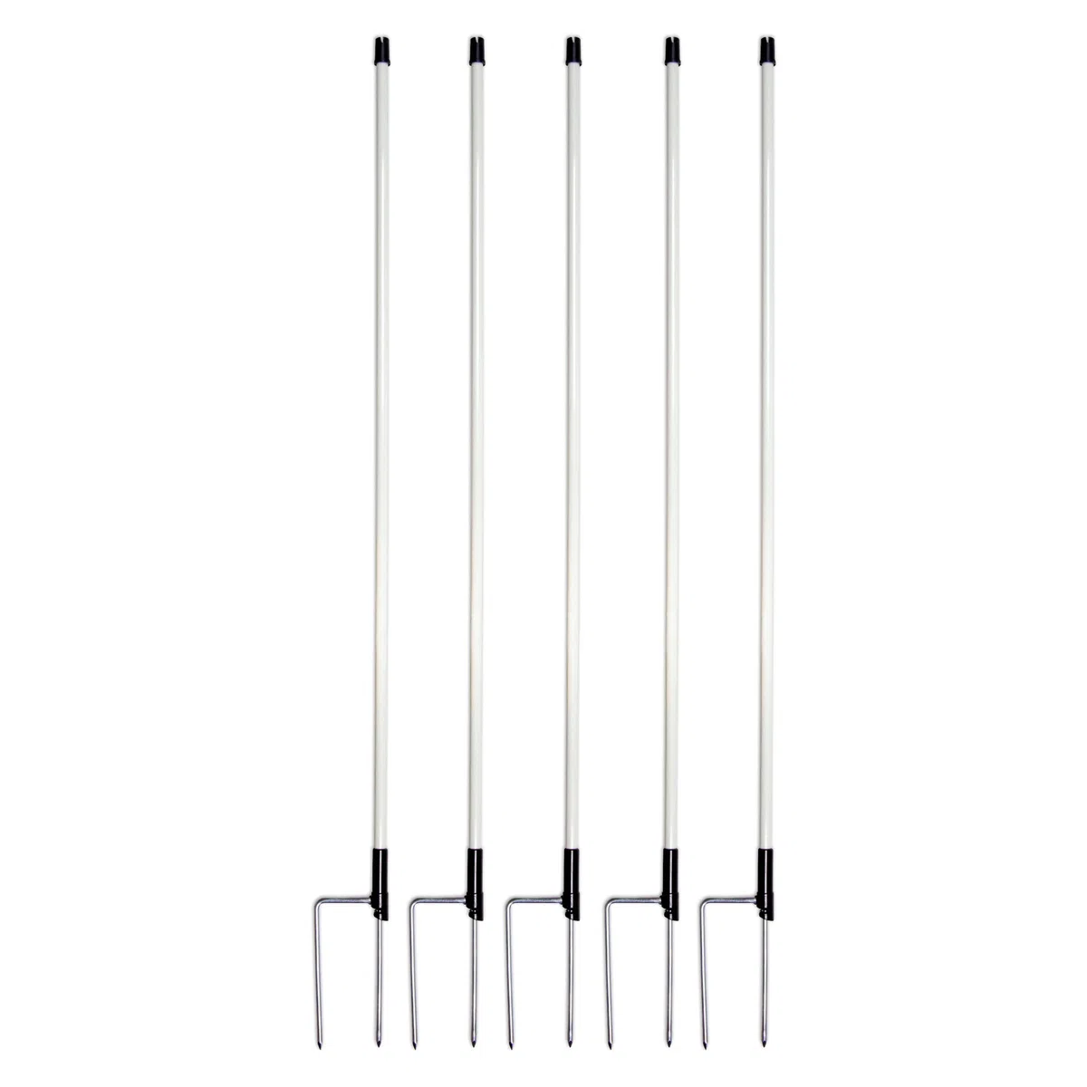 horizont strongLine Zusatzpfahl für Netze 90 cm über dem Boden, 105 cm Gesamtlänge, 5 Stück, Fiberglaspfähle mit Doppelspitze, weiß – Zusatzpfähle für Weidenetze, Weidezaunpfähle, Zaunstangen