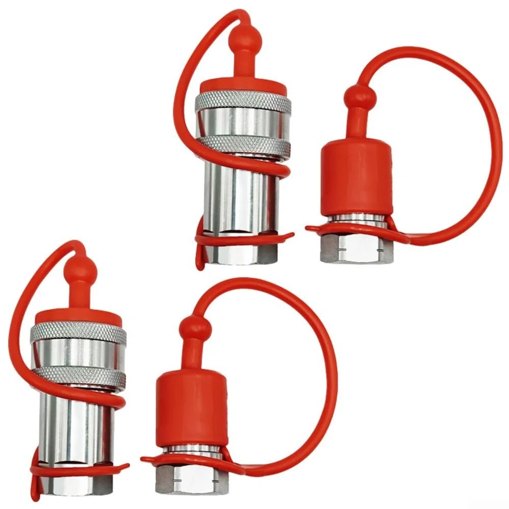 2 Sets ISO5675 Hydraulische Schnellkupplungen NPT 1/4 3/8 1/2 Zoll für Traktorpumpen 4000 PSI Kohlenstoffstahl mit Staubschutzkappen Silber (NPT1/4)