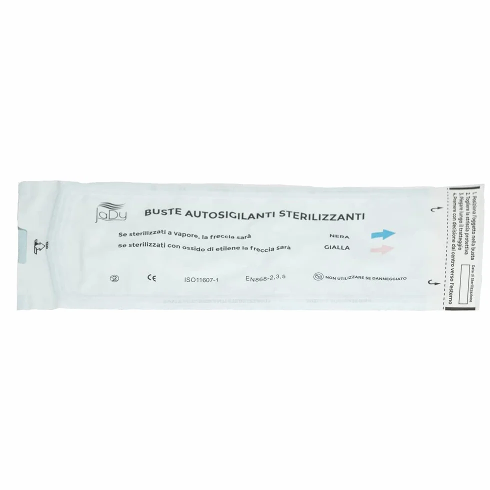 JaDy Sterilisationsbeutel 90 x 260 mm durchsichtig Kunststoff selbstversiegelnd thermoplastisch selbstklebend für Werkzeugsterilisation Kosmetik Friseur Zahnarzt
