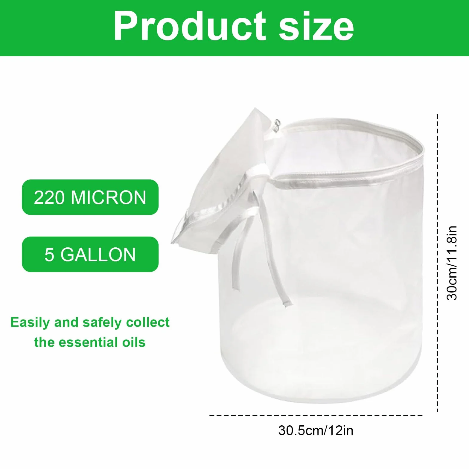 Bubble Bag 5 Gallonen – 220 Mikron Filterbeutel für Kräuterextraktion und feine Filtration, für Obstpresse und Saftgewinnung