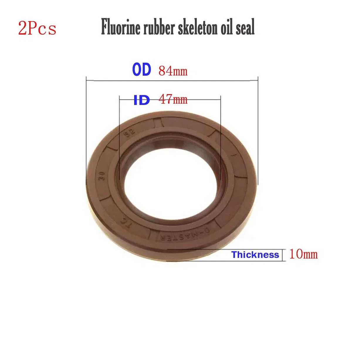 Dichtungsscheibe, TC Typ Skelett Öldichtung Fluorkautschuk 47mm ID, 84mm AD, 10mm Länge, TC Typ Skelett Öldichtung, Packung mit 2