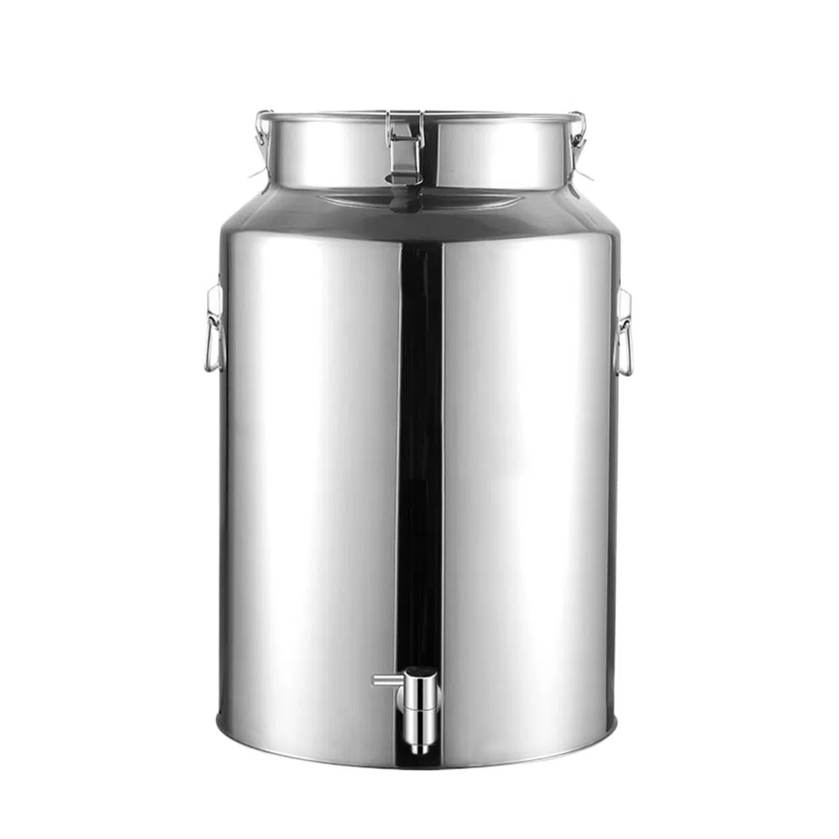 Milcheimer, Milchkanne 201, Edelstahl-Ölfass, Milcheimer, Weineimer, Eimer mit Zapfhahn, Dichtungsfässer, Transportbehälter für Flüssigkeiten, Lagerung (Silver-35L)