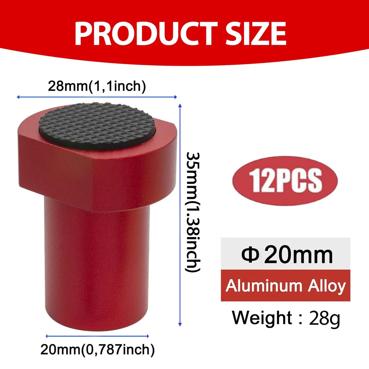 12 Stück Aluminiumlegierung Bankhaken 20mm Bank-Hundeklemme, Spannbacken Zum Flachspannen, Bank-Hundeklemme Holzbearbeitung Tisch Spannbacken Hobelbank Zubehör Für 20mm Hundeloch (Rot)