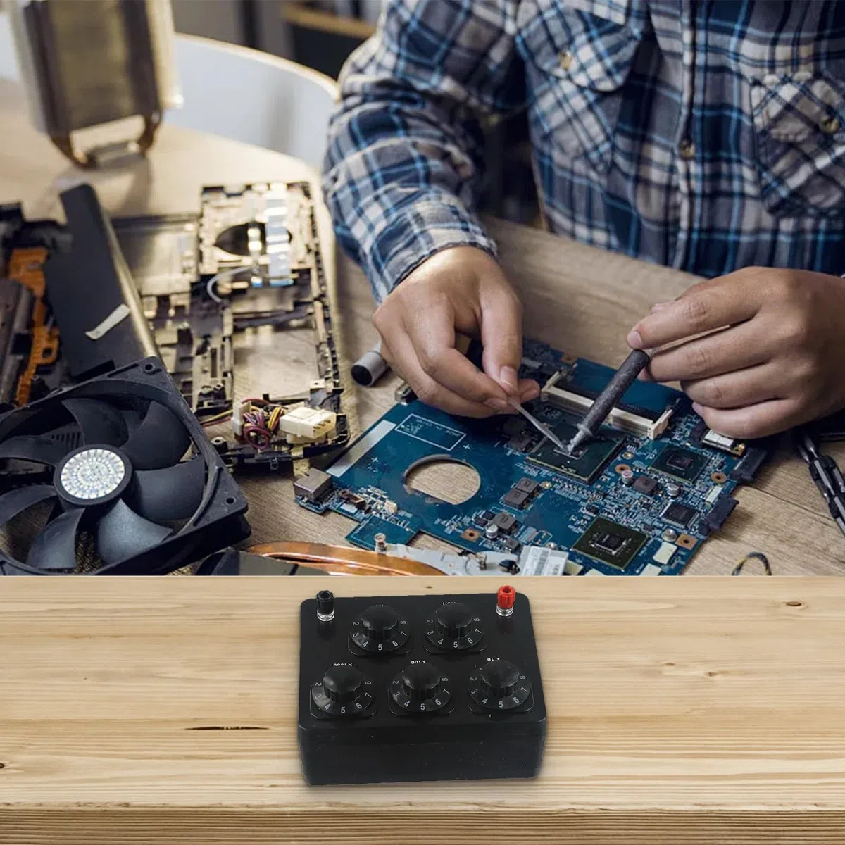 J2361 Variable Decade Widerstandskasten 0 bis 9999,9 Ohm Widerstandsbox mit 5 umschaltbaren Bereichen für Elektronikprüfung