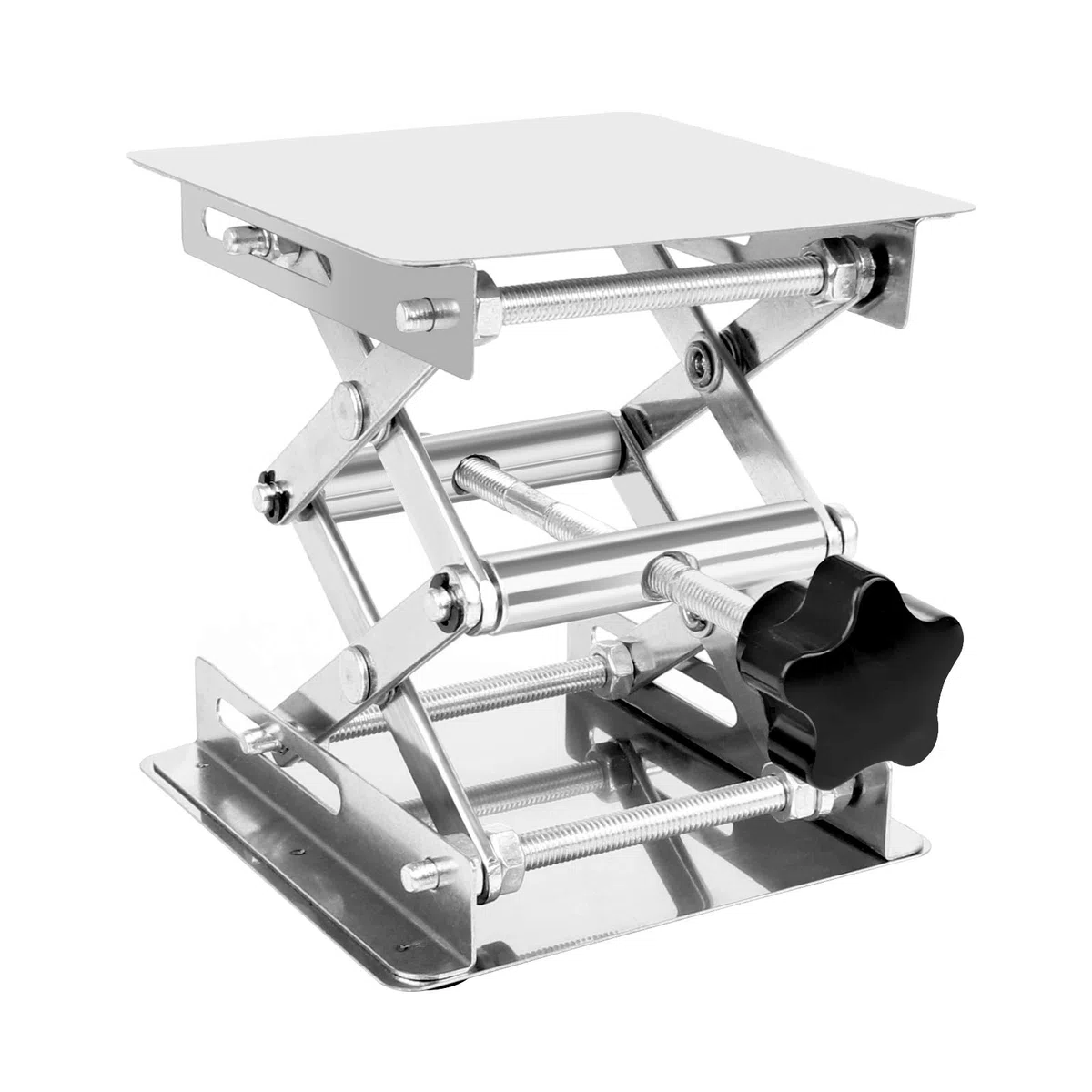 Laborhubtisch Edelstahl Scientific Lab Jack 100 x 100mm Laborhubständer Hebeplattform Scherenhebebühne für Wissenschaftsexperiment, Tragkraft 10 kg
