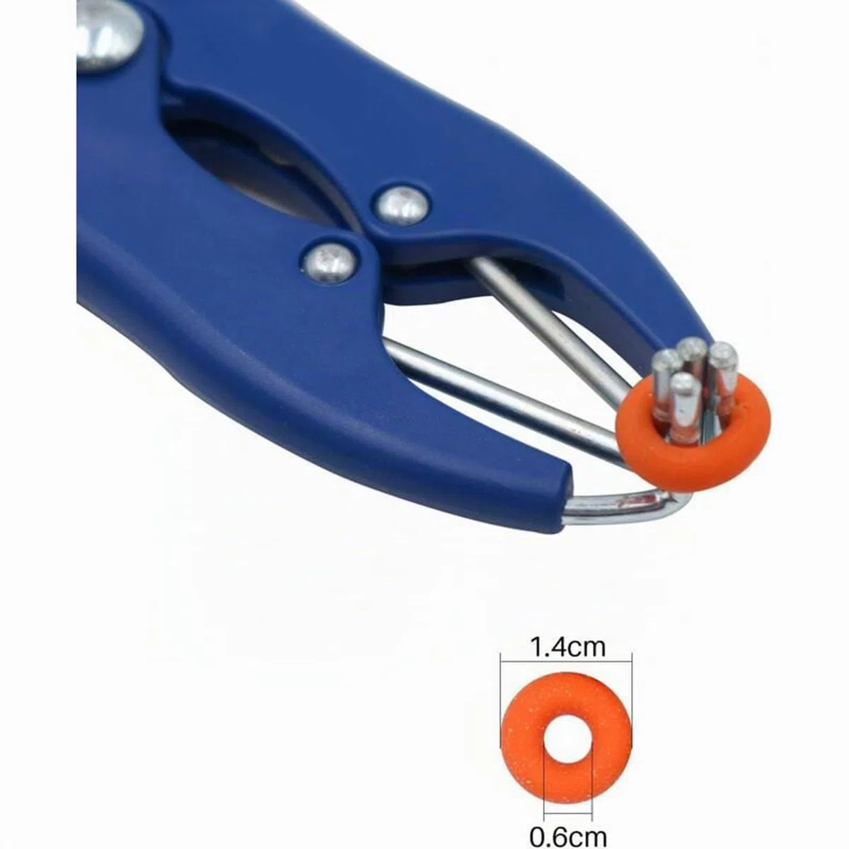 Elastische Kastrationszange aus Edelstahl für Rinder, Schweine, Schafe, Gürtel, 100 Gummiringe, 21,5 cm, blau
