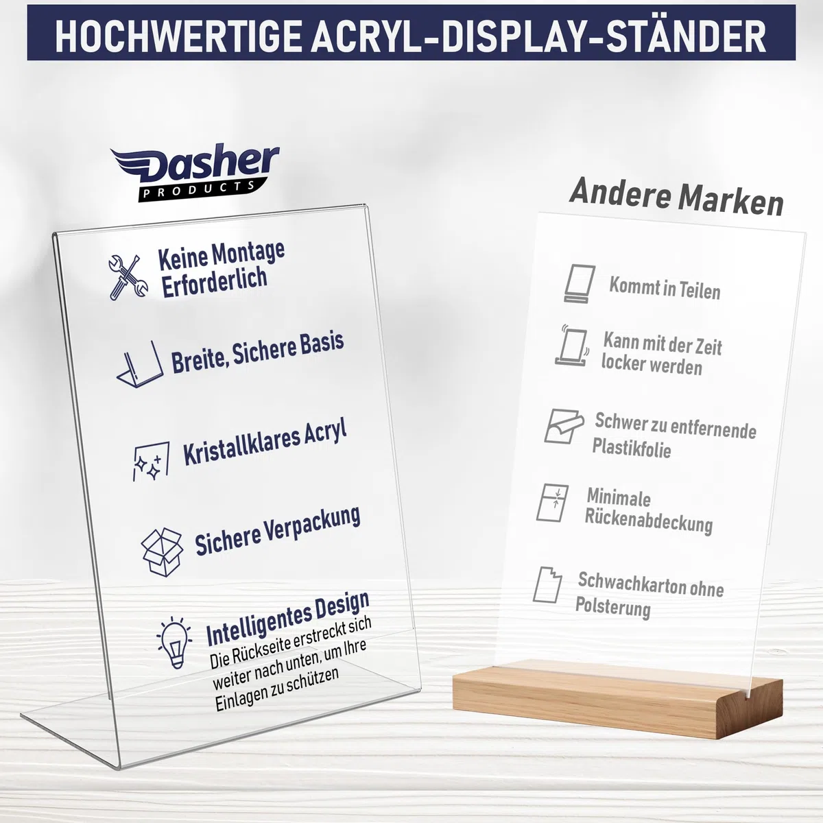 Dasher Products Acryl-Schildhalter, abgeschrägte Rückseite, 10,8 x 15,3 cm, Economy Portrait Werberahmen, perfekt für Zuhause, Büro, Geschäft, Restaurant (A6 - 6 Pack)