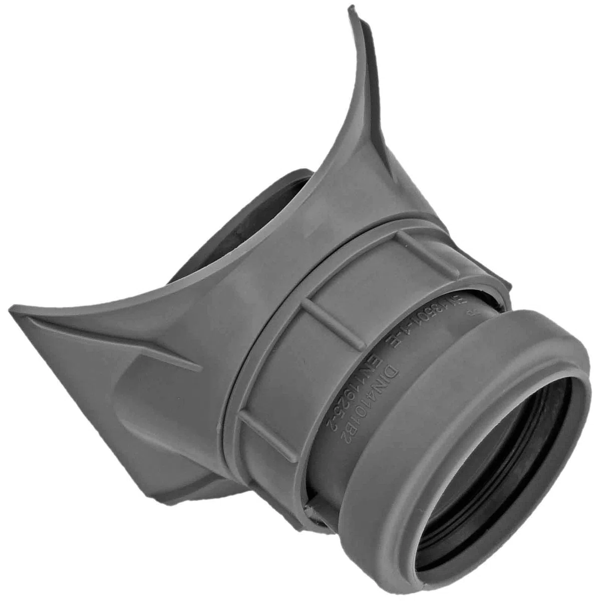 MegaHaustechnik HT Anschraub Abzweig DN110 x DN50 mit Dichtung an Rohr Außendurchmesser 110mm mit Steck Muffe DN50 für Rohr Außendurchmesser 50mm Abwasser Abfluss Kunststoff grau