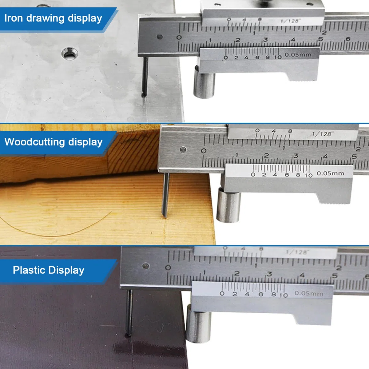Edelstahl Markierungswerkzeuge Parallel gekreuzter Messschieber 0–20 cm parallelanreisser anreißwerkzeug schieblehrer streichmaß metall parallel anreißer durchmesser messgerät