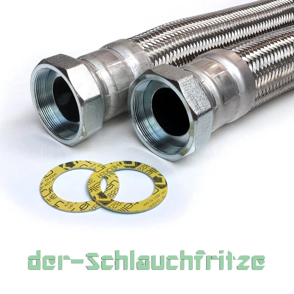 Panzerschlauch 2 1/2"ÜM x 2 1/2"ÜM, DN60, Nutzwasser, Edelstahl, Länge 70 cm, "Made in Germany"