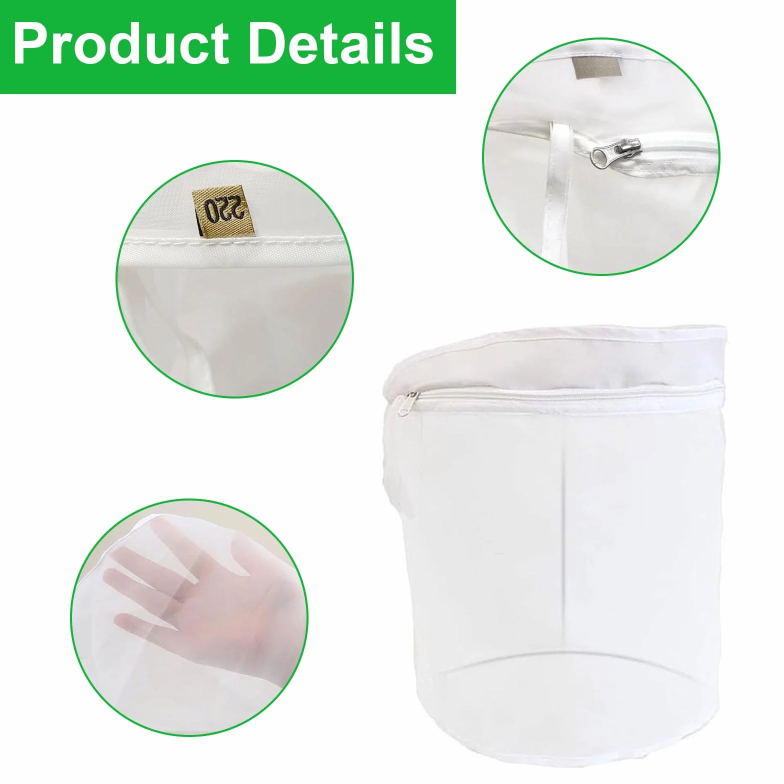 Bubble Bag 5 Gallonen – 220 Mikron Filterbeutel für Kräuterextraktion und feine Filtration, für Obstpresse und Saftgewinnung