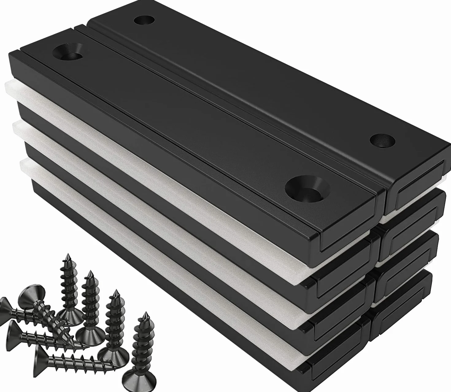 Magnetpro 8 Stück Rechteckmagnete 30 KG Kraft 60 x 13,5 x 5 mm Schwarze Epoxidbeschichtung Ultra-Kraft-Rostbeständigkeit, Geeignet für Außenbereich, Haushalt und Industrielle Topfmagnet mit Schrauben