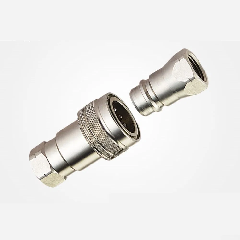 2 Sets ISO5675 Hydraulische Schnellkupplungen NPT 1/4 3/8 1/2 Zoll für Traktorpumpen 4000 PSI Kohlenstoffstahl mit Staubschutzkappen Silber (NPT1/4)