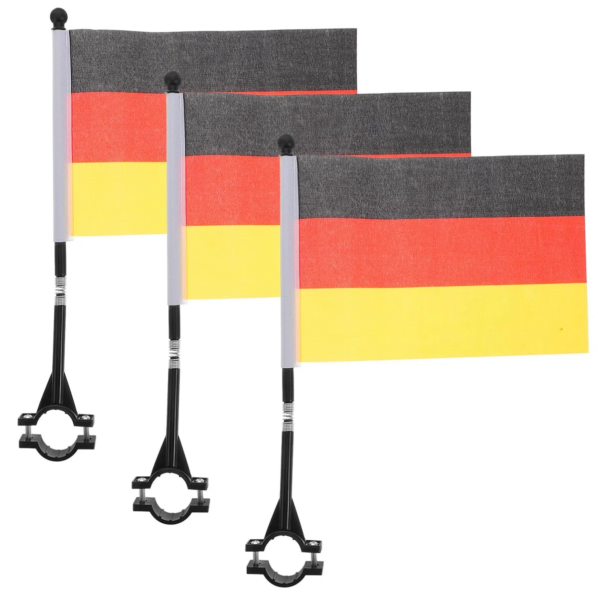 HANABASS 3 StüCk Fahrradfahnen Deutschland Mit Stab Fahrradflagge FüR Fahrradlenker Und Motorrad Sicherheitsflagge Einfache Montage Inklusive Mastclip Und Ersatzfahnen