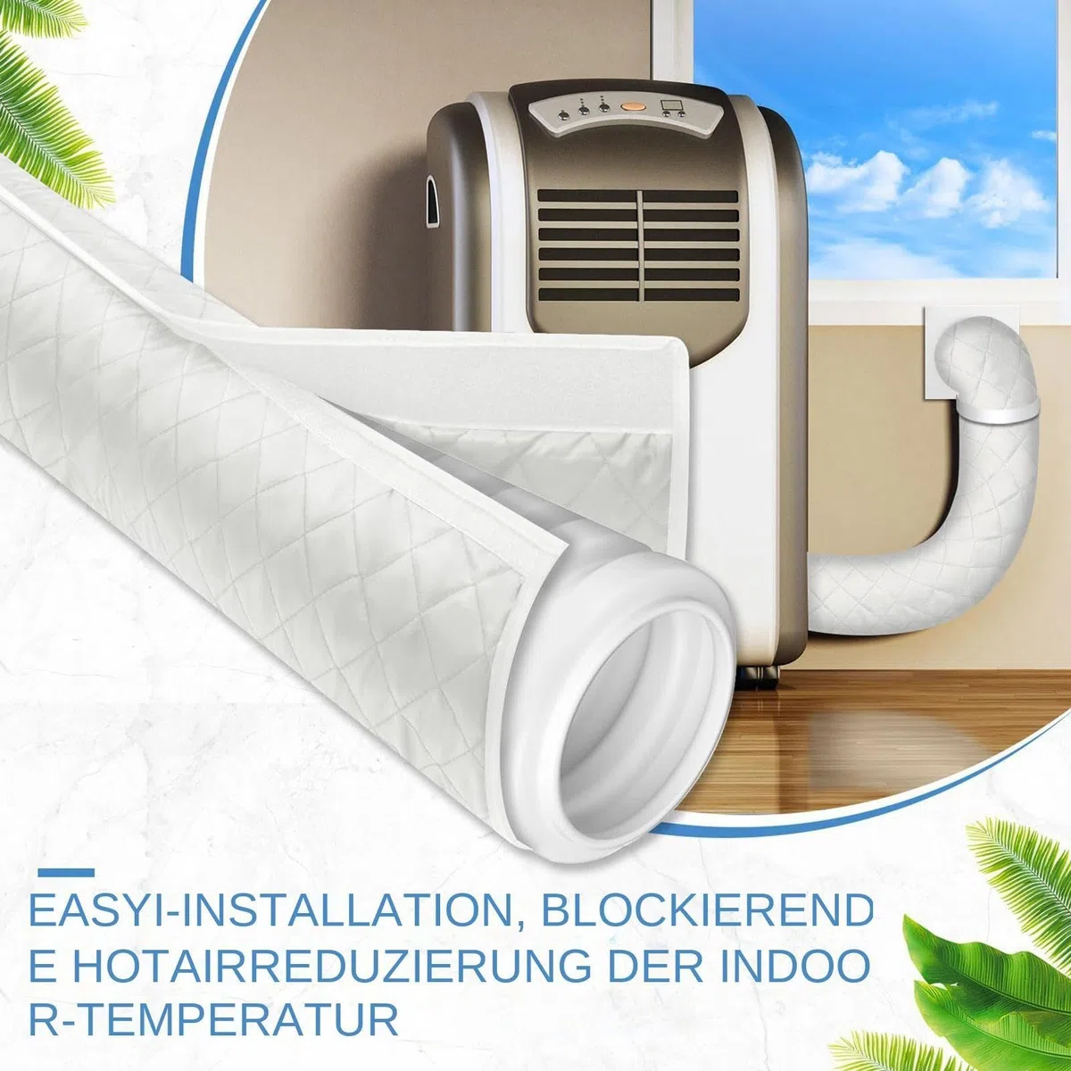 Tragbare AC-Schlauch-Isolierhülse, tragbare Klimaanlagen-Schlauchabdeckung, passend für Abluftschläuche mit 13 cm und 15 cm Durchmesser, einfache Installation mit 2 verstellbaren Riemen