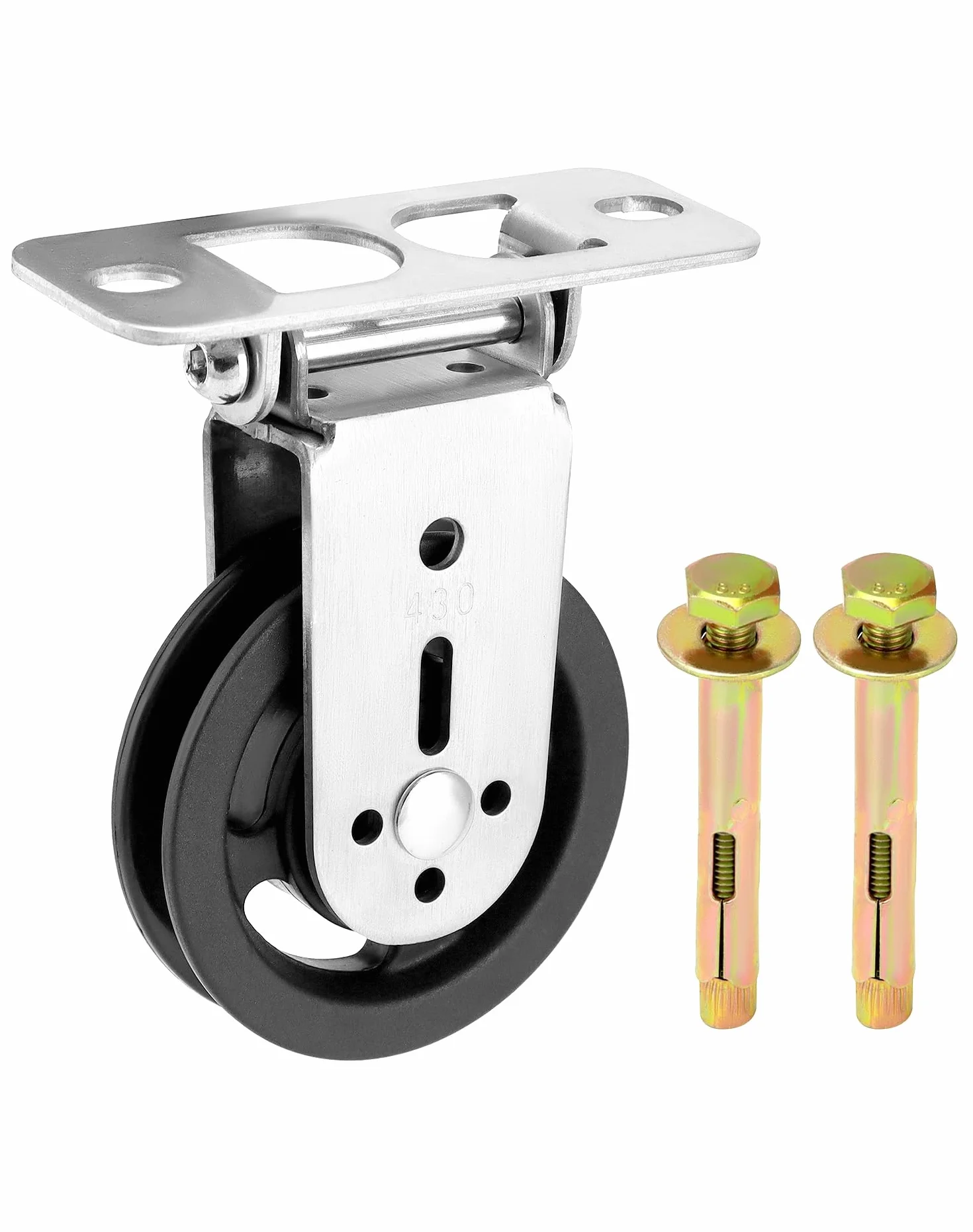 QWORK® Umlenkrollen für Seile, 180° Drehbar Drahtseilrolle mit Installationshardware für DIY Gym Fitnessgeräte, Maximale Kapazität 500 kg