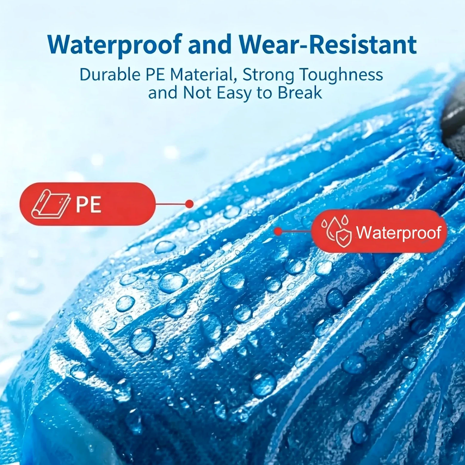 Einweg-Überschuhe in Einheitsgröße, 100er-Packung, Nachfüllpackungen für T-Schnallen-Spender, Wasser- und Staubdicht für die Meisten Schuhe(Color:Blue-1000 Count)