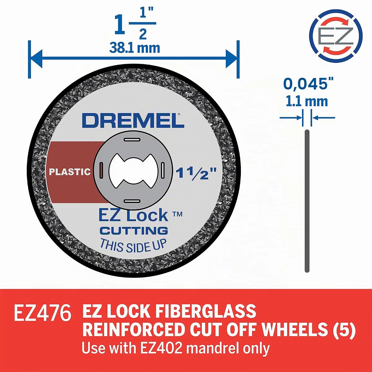 Dremel EZ476 1 1/2 Zoll EZ Lock Rotary Tool Trennscheiben für Kunststoff – 5 Stück