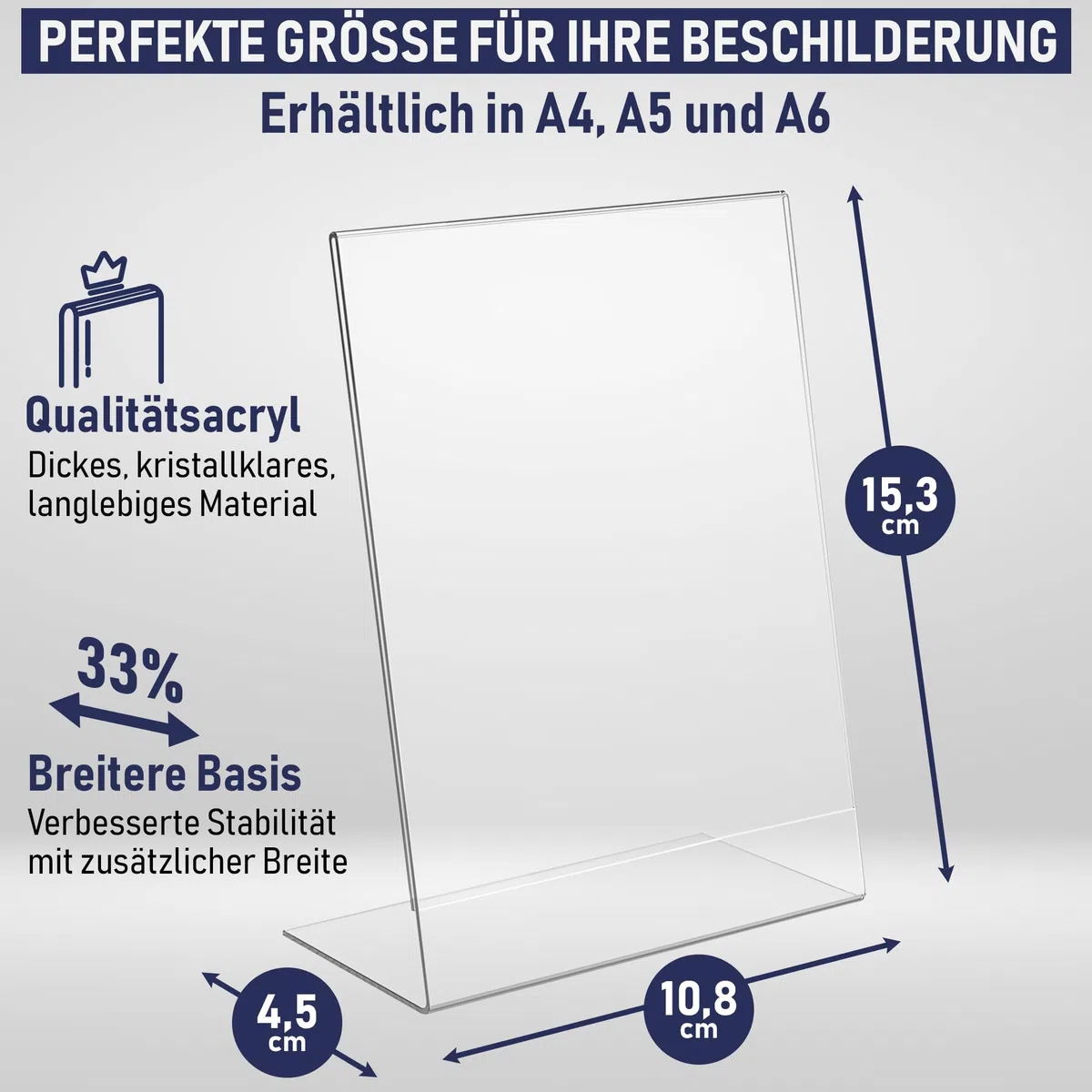 Dasher Products Acryl-Schildhalter, abgeschrägte Rückseite, 10,8 x 15,3 cm, Economy Portrait Werberahmen, perfekt für Zuhause, Büro, Geschäft, Restaurant (A6 - 6 Pack)