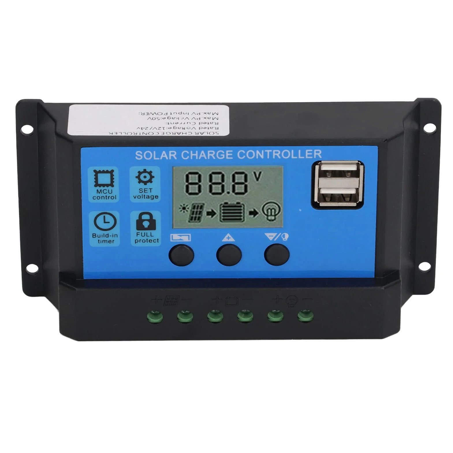 PWM-Photovoltaik-Regler, 12 V 24 V Solarpanel-Regler MPPT-Solarregler Photovoltaik-Regler LCD-Display MPPT Solar, Energieregler (70A)