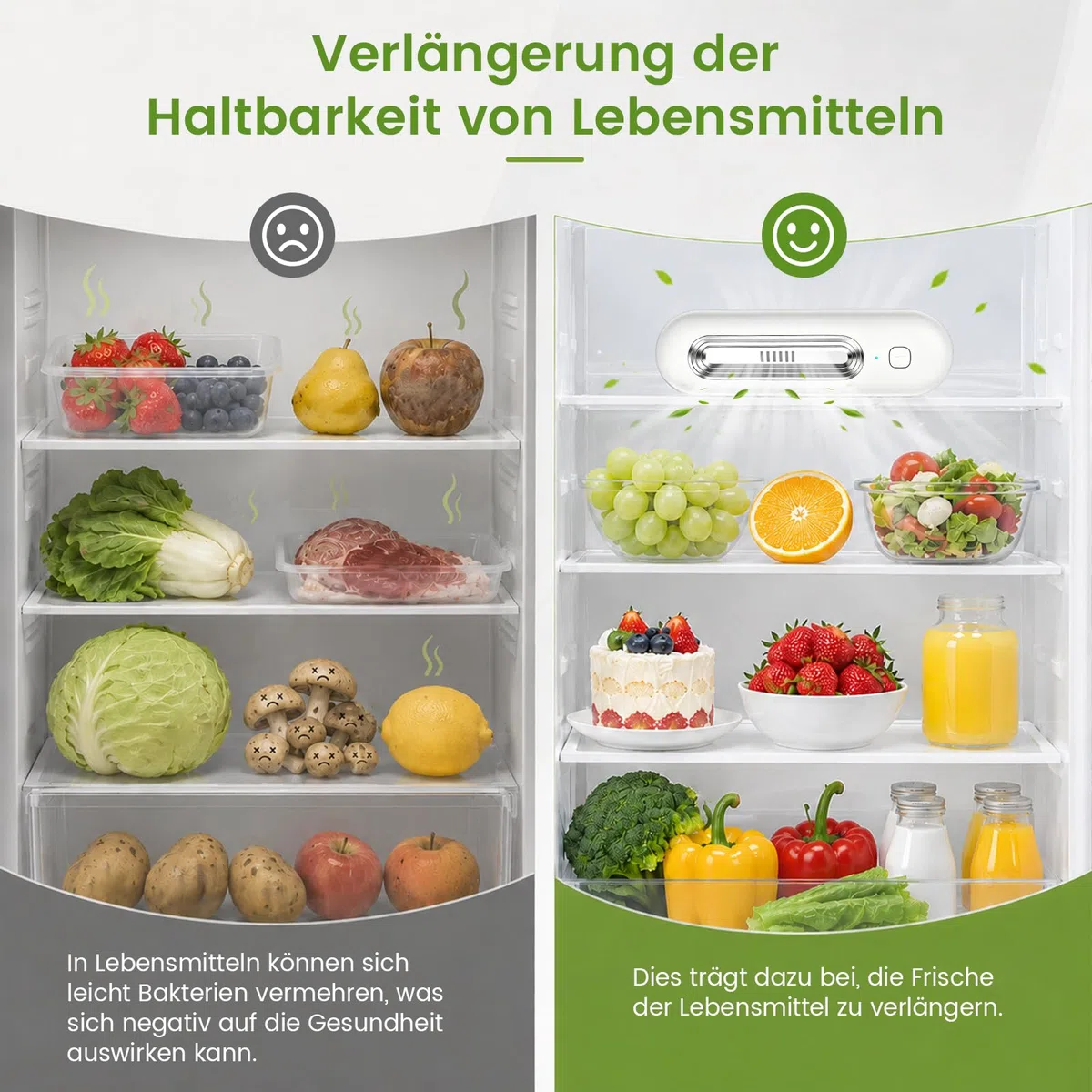 Ozoori Kühlschrank Deodorierer - Aktiver Kühlschrank Luftreiniger mit Ozontechnologie | USB-Betrieb, Geruchsneutralisation & Frischhaltung ohne Filter | Kompaktes Design für mehr Frische im Kühlschran