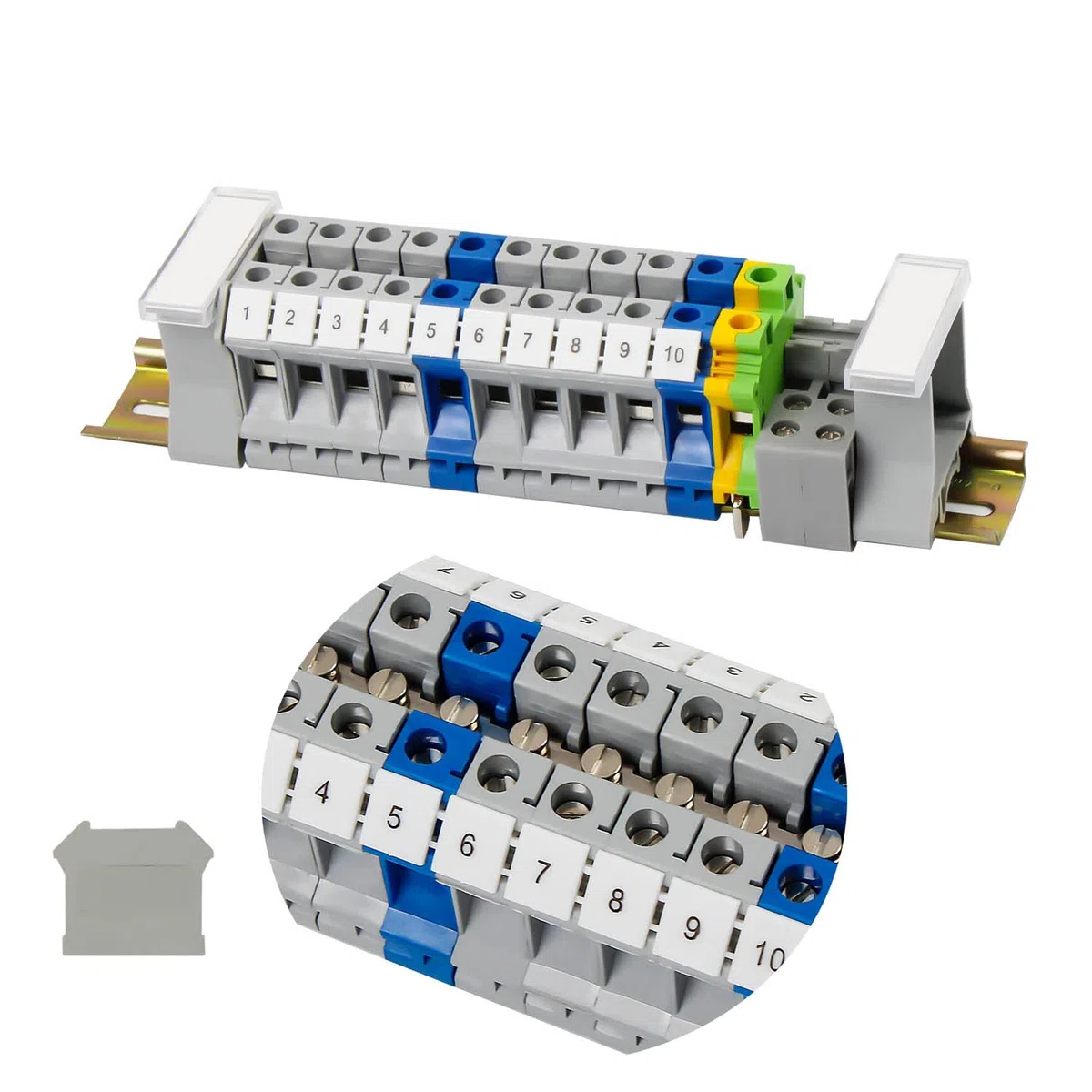 Reihenklemmen Hutschiene UK/10N, 10mm² Schienenanschlussblock- Kit mit 20cm Schiene und Klemmenblock Zubehör, Durchgangsklemmen-Kit mit für Produktionsautomatisierung, Schaltungsumwandlung