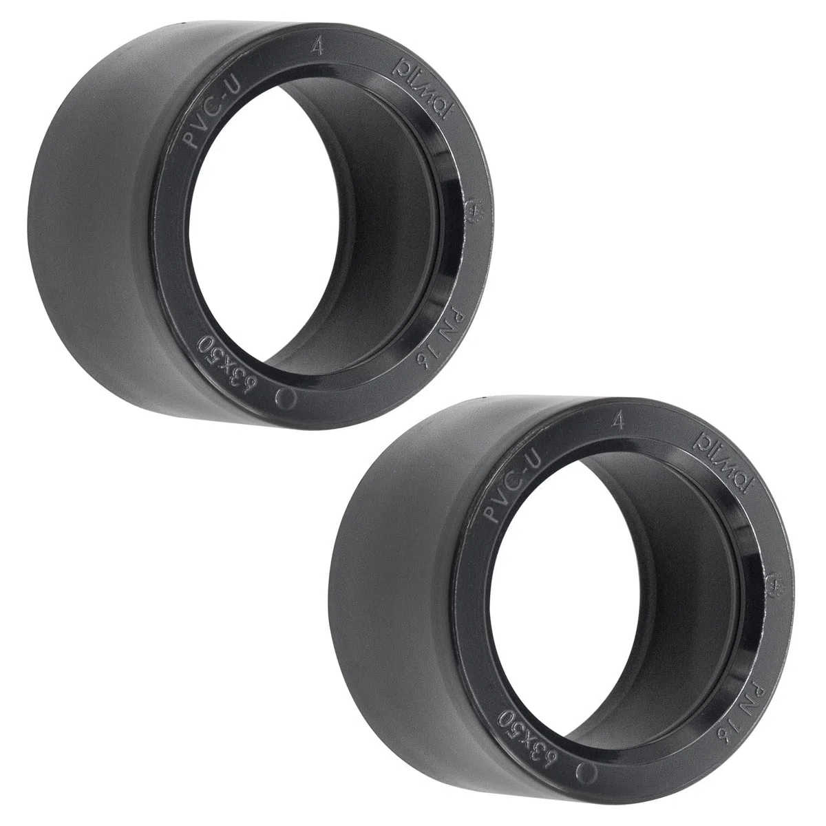 2x PVC Reduziermuffe 63mm auf 50mm I Reduzierung für 63 mm Muffen und 50 mm Rohre I Übergangsmuffe Fitting Klebemuffe Pool für Poolverrohrung I 2 auf 1 1/2 Zoll I bm185
