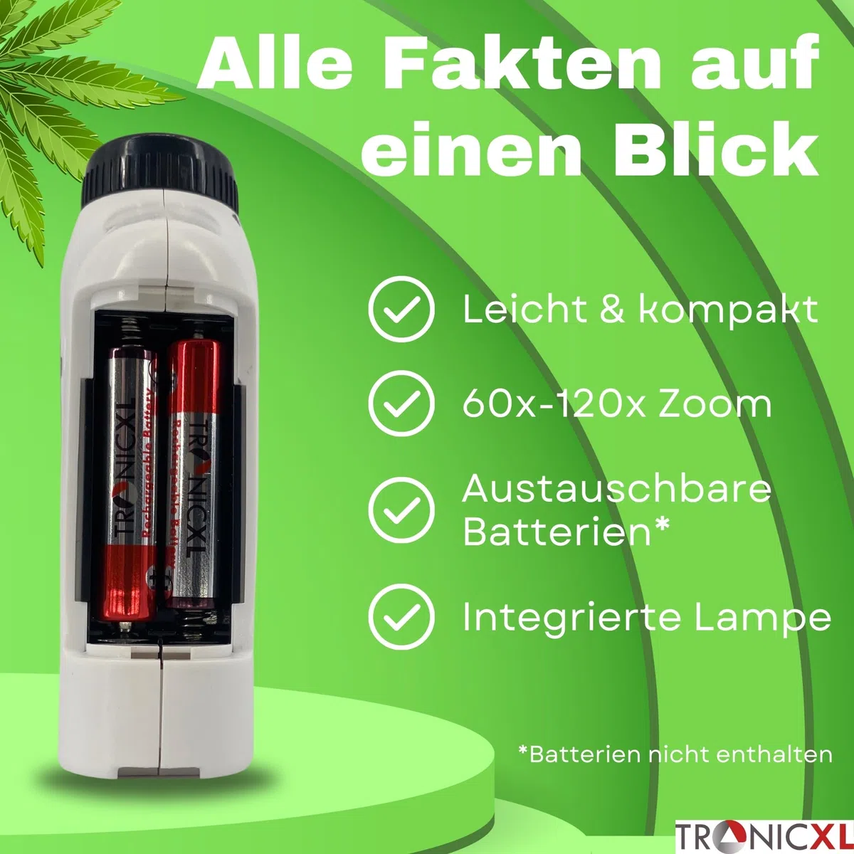 TronicXL Grow Taschenmikroskop 60x - 120x Lupe Mikroskop für Trichome Ernte Zubehör für Growbox Grower Erntehelfer Prüfung Messgerät Schädlinge Pilze