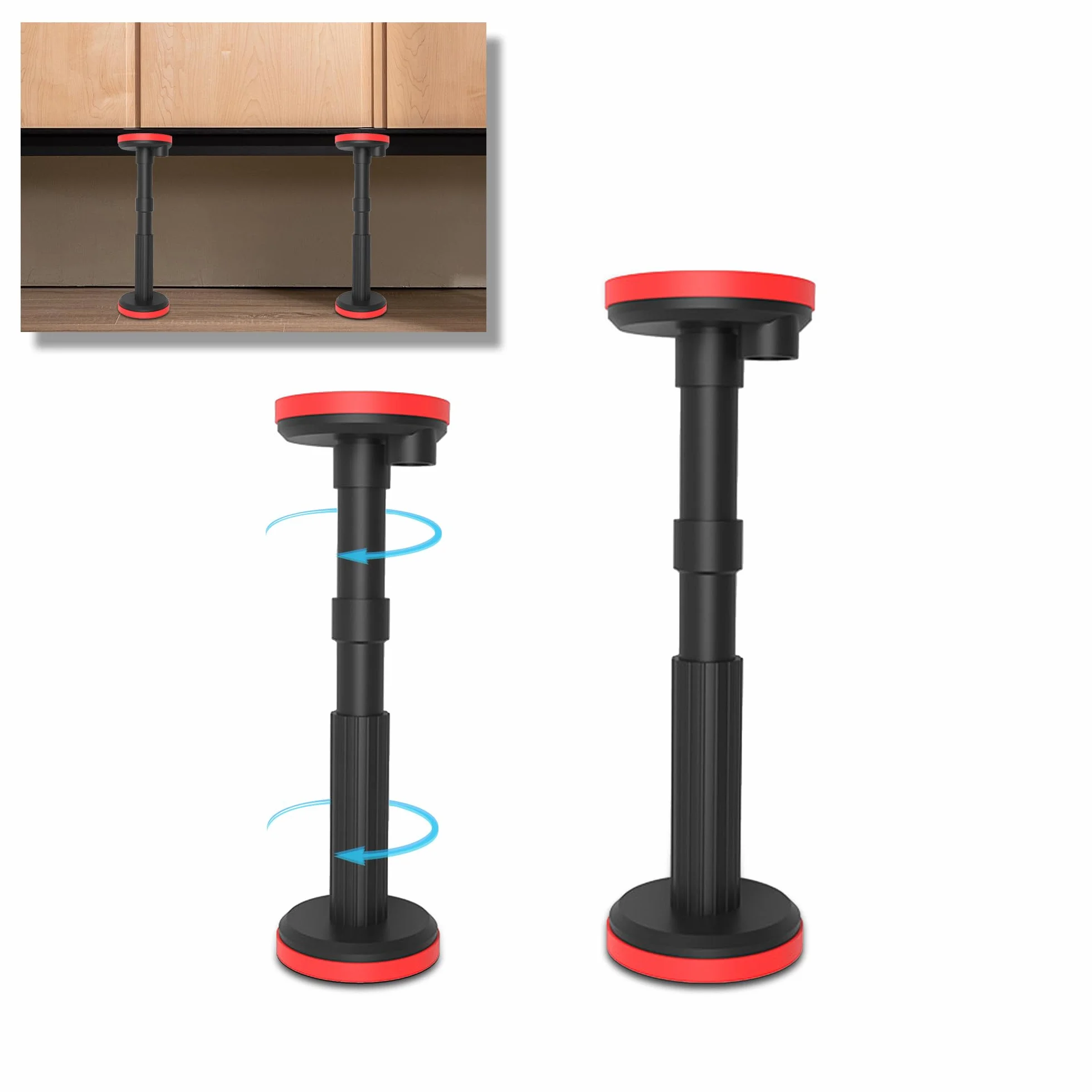 Teleskopstützen Höhenverstellbar 18-45cm: 2 Stück Teleskop-Stützstange Verstellbar Stützsystem 400 Kg Gewichtskapazität Teleskopstütze für Schrank Waschbecken Sofa
