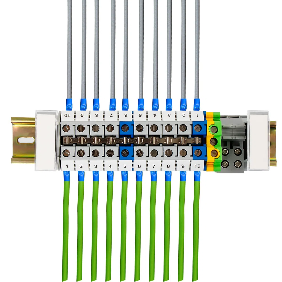 Reihenklemmen Hutschiene UK/10N, 10mm² Schienenanschlussblock- Kit mit 20cm Schiene und Klemmenblock Zubehör, Durchgangsklemmen-Kit mit für Produktionsautomatisierung, Schaltungsumwandlung