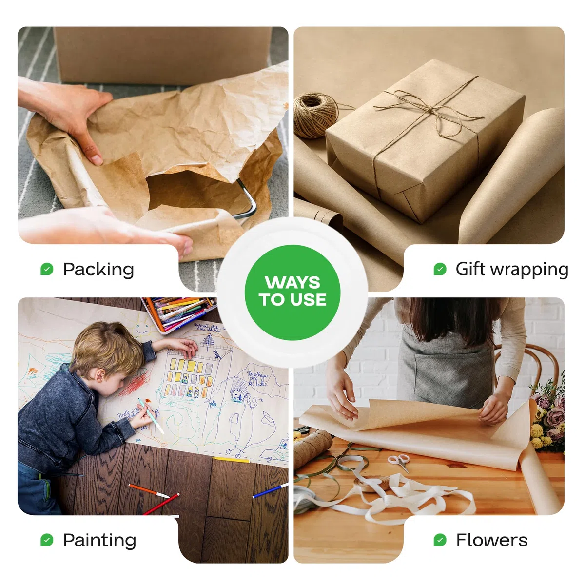 IDL Packaging 91,4 cm x 229,5 m, braunes Kraftpapier-Rolle, 22,7 kg (1 Stück) – strapazierfähiges Papier zum Verpacken, Umzug, Versand, Basteln, 100% recycelbares natürliches Kraft-Geschenkpapier