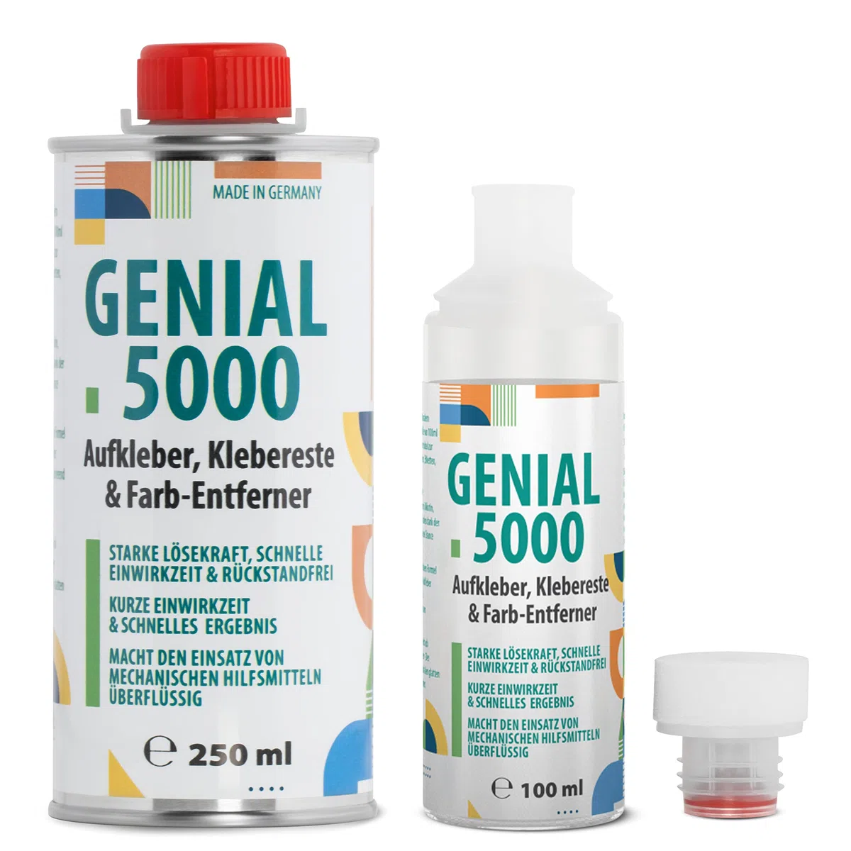 Genial 5000 - Professioneller Klebstoff-Entferner 250ml mit leerer 100ml-Schaumflasche - Effektiver Etikettenlöser für hartnäckige Flecken und Kleber, ideal für Haushalt, Büro und Werkstatt