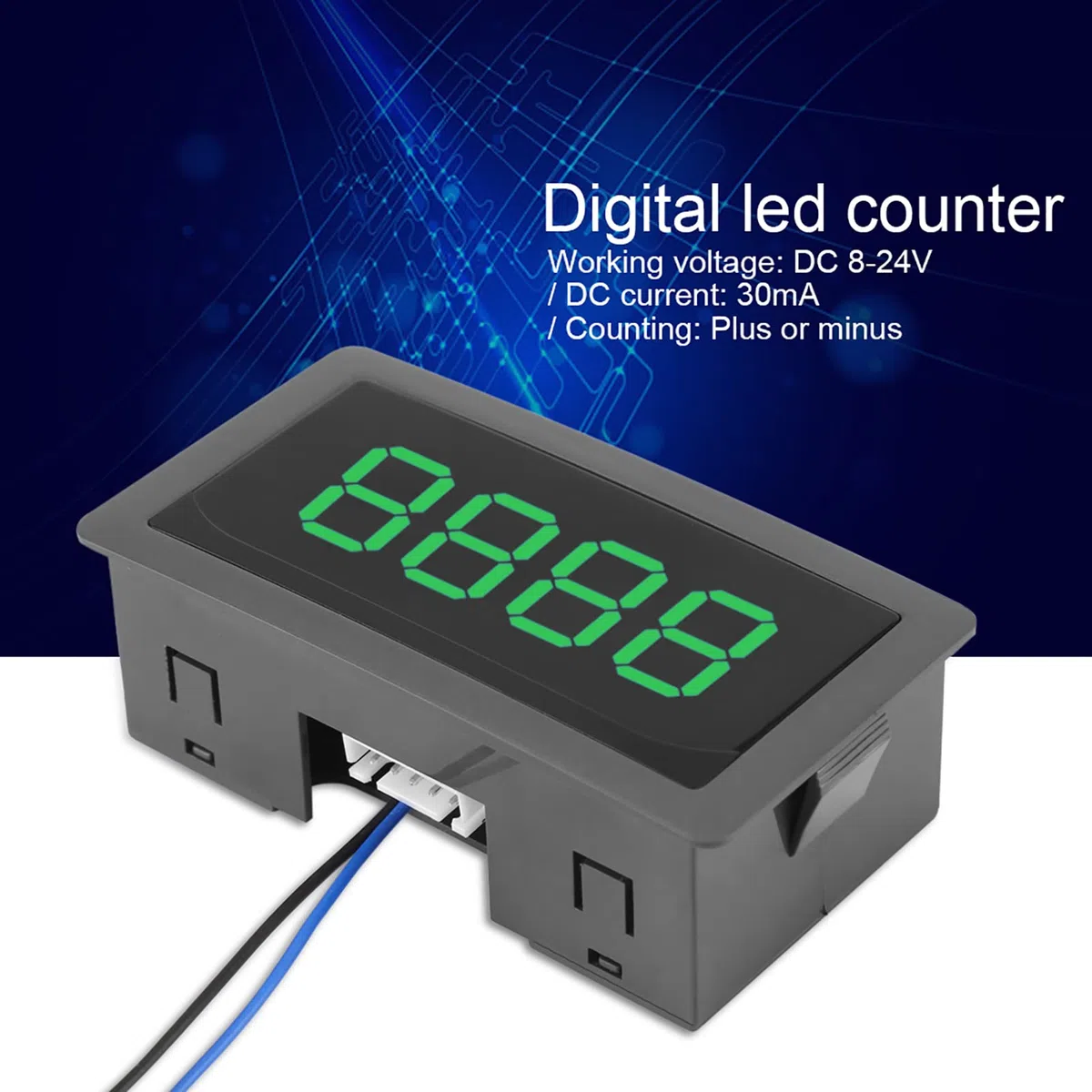 4-stelliger Automatischer Digitalzähler, DC 8-24V, LED-Anzeige, Zählbereich 0-9999, Aufwärts-Abwärts-Zähler, Grün, 8x4x2,5 cm