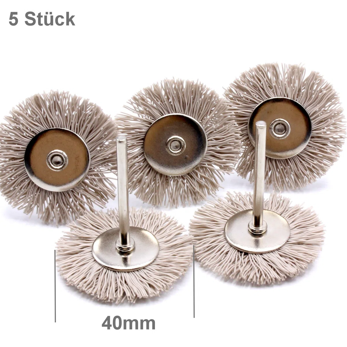 5x Polierscheiben Bürsten Nylon Ø 40mm Rundbürste für Dremel Proxxon u. a. Multifunktionswerkzeug